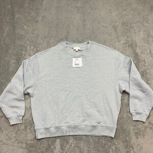 Le' AL.X Womens Sky Blue Cotton Crew Neck Long Sleeve Pullover Sweatshirt Size M